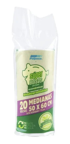 Super Bolsa Blanca 50X60 Cm Cal. 45 Biodegradable Pqt/20 Pzs