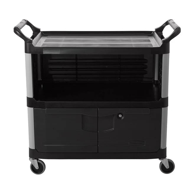 Xtra Carro Con Puertas Con Cerradura Rubbermaid Negro