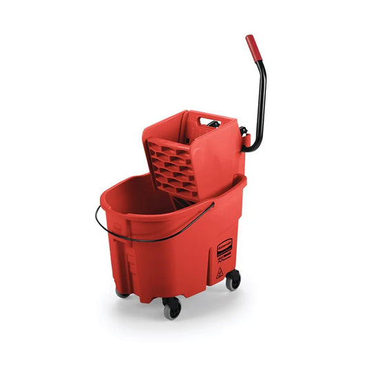 Cubeta Con Exprimidor Lateral 35 Qt Roja Rubbermaid