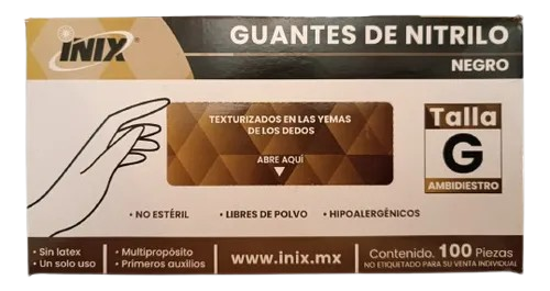 Guantes De Nitrilo Mediano Negro Paq C/100 Pzas