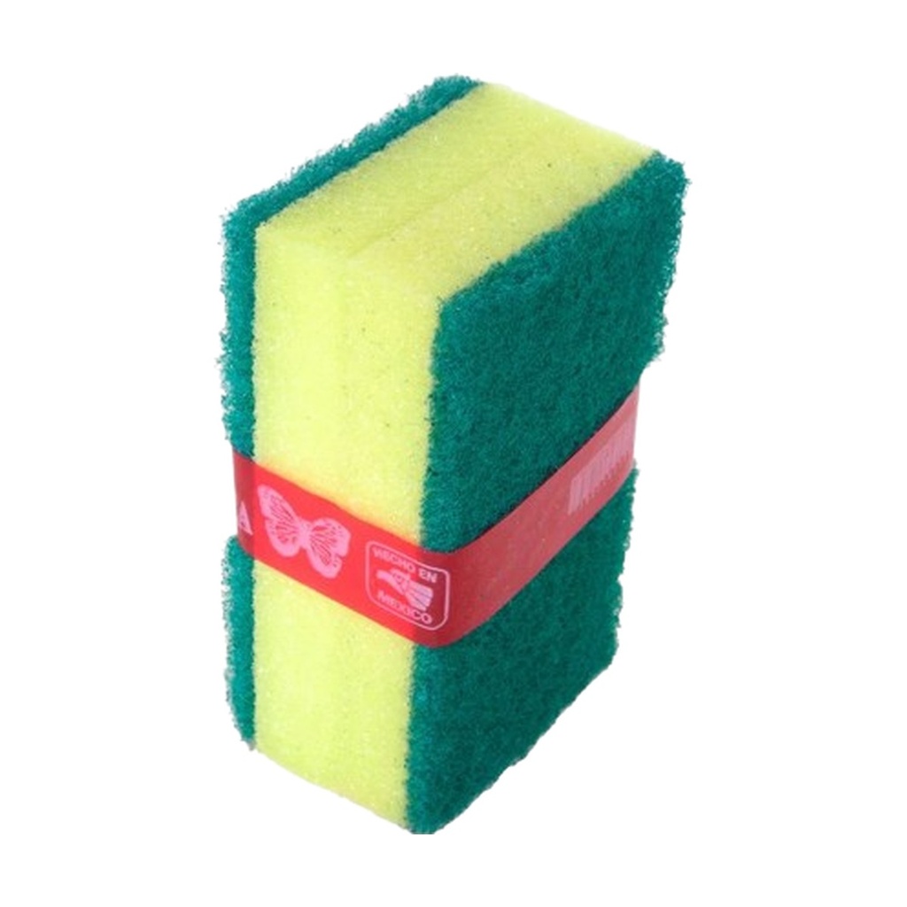Fibra Verde Con Esponja Paq 2 Pzas