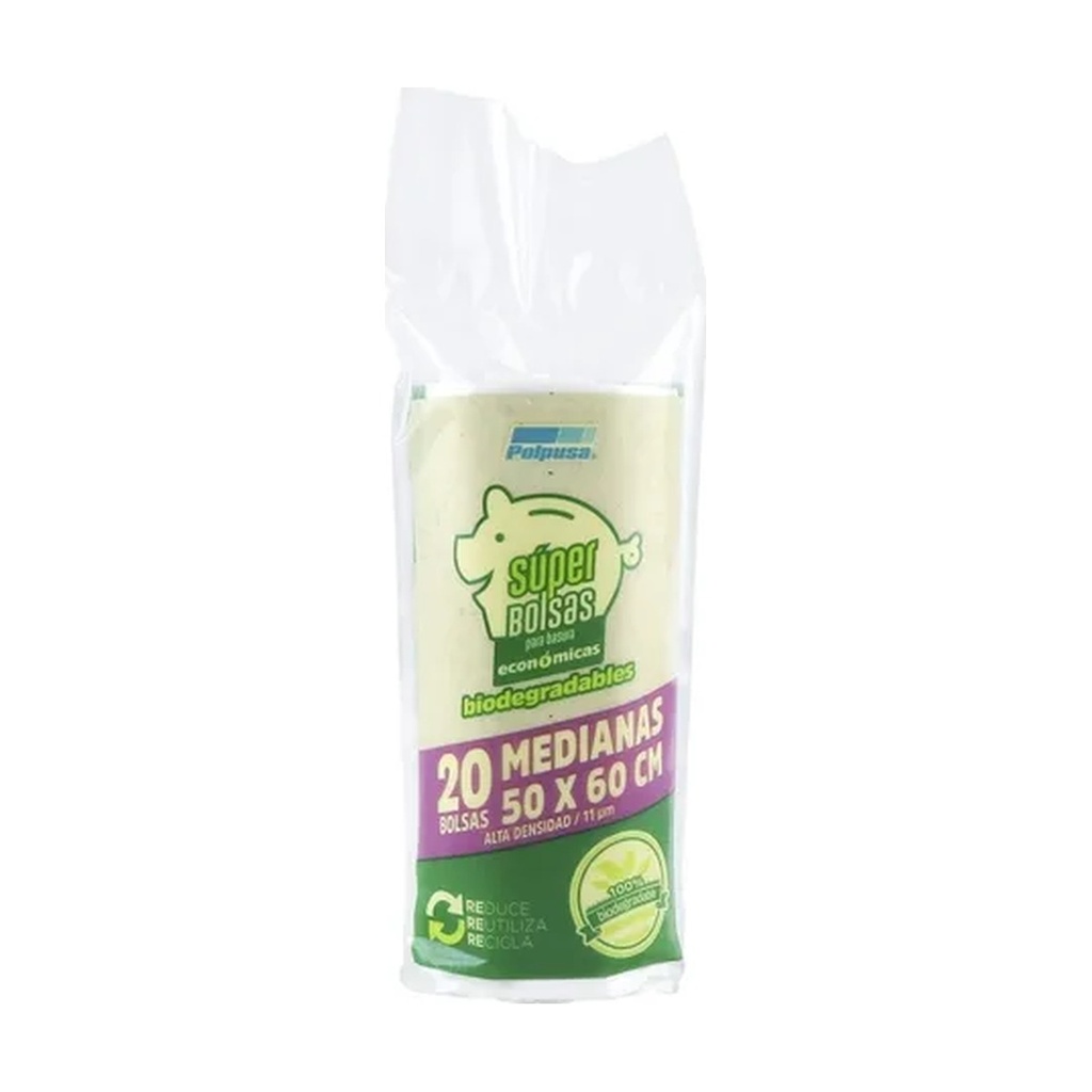 Super Bolsa Blanca 50X60 Cm Cal. 45 Biodegradable Pqt/20 Pzs