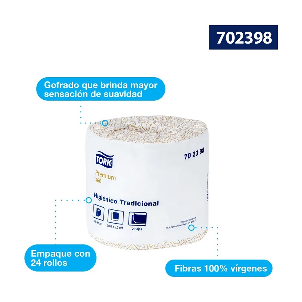 Higienico Trad Premium Tork Rollo C/360 H