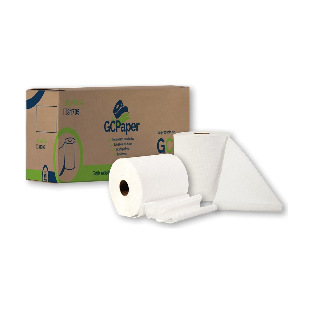 Toalla Rollo Gcpaper Reciclada Bca 6/180Mts